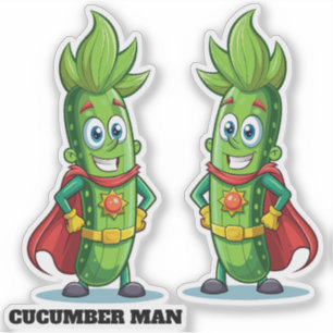Pegatina Funny Superhéroe Cucumber Man