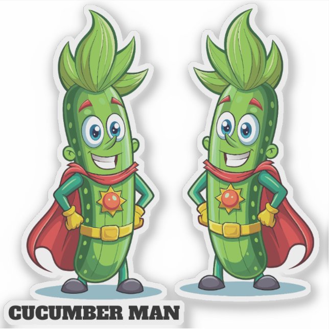 Pegatina Funny Superhéroe Cucumber Man (Anverso)
