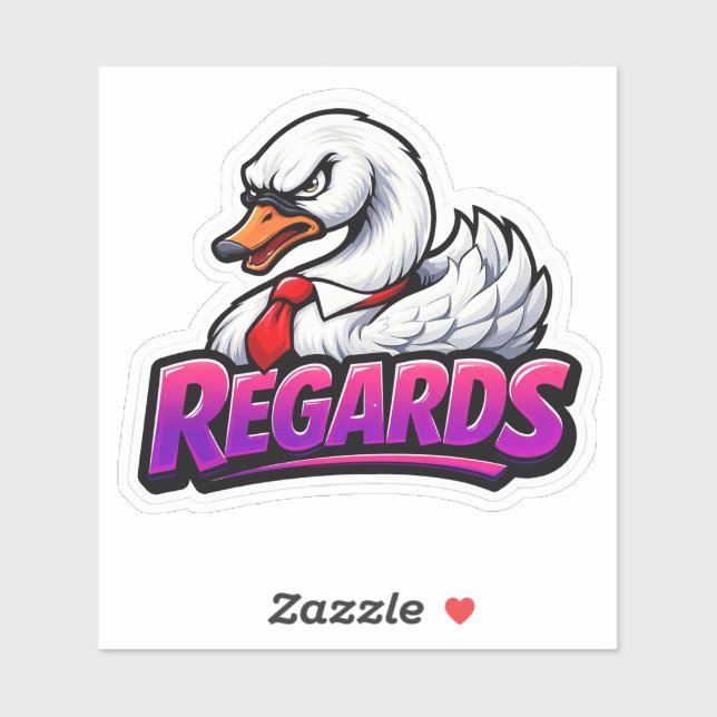 Pegatina Funny Swan Regards Office Sarcasm Sticker (Hoja)