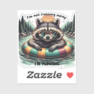 Pegatina Funny T-shirt with a relaxed raccoon – “I'm not ru