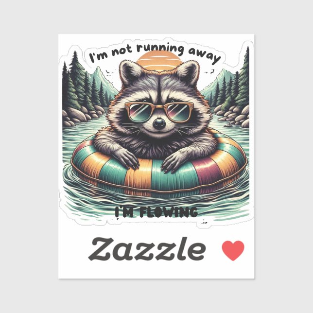 Pegatina Funny T-shirt with a relaxed raccoon – “I'm not ru (Hoja)