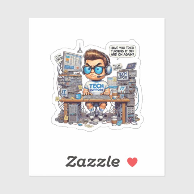 Pegatina Funny Tech Support Personalizado (Hoja)
