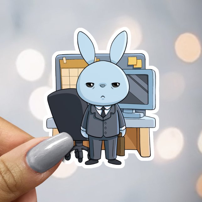 Pegatina Funny Tired Office Worker Bunny (Subido por el creador)