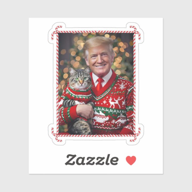 Pegatina Funny Trump Navidades suda por los amantes del gat (Hoja)