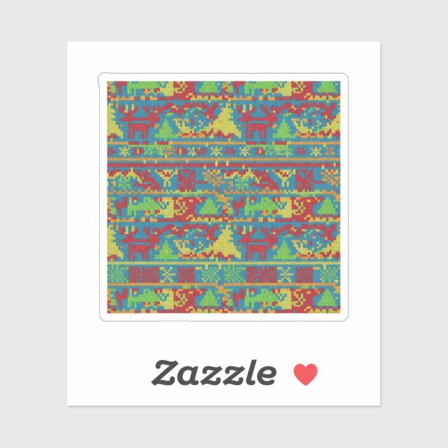 Pegatina Funny Ugly Christmas Sweater Pattern Holiday  (Hoja)