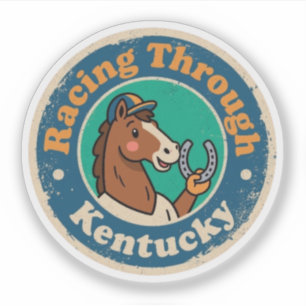 Pegatina Funny Vintage Kentucky Horse Carreras Retro