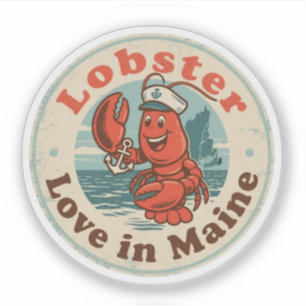 Pegatina Funny Vintage Maine Lobster Sailor Gorra Retro