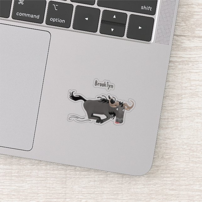 Pegatina Funny Wildebeest corriendo ilustracion personaliza (Detalle)