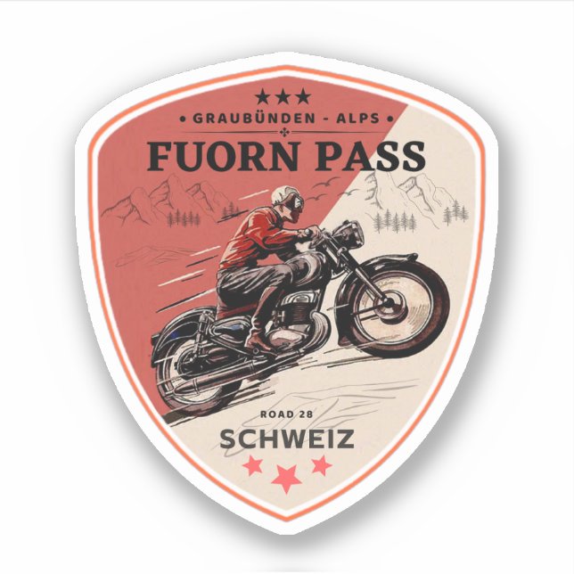 Pegatina Fuorn Pass-Ofenpass swiss-alps tour en motocicleta (Anverso)