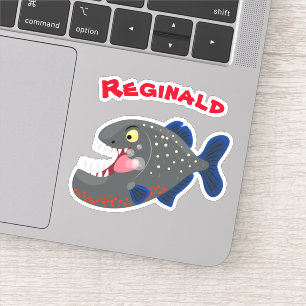 Pegatina Furioso ilustracion personalizado de piranha