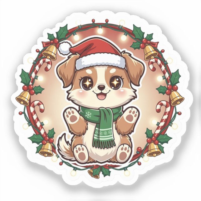 Pegatina Furry Holiday Cheer Custom-Cut Vinyl Sticker (Anverso)