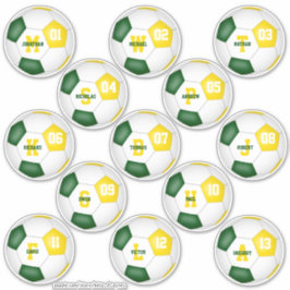 Pegatina fútbol de oro verde 13 personalizado individualmen