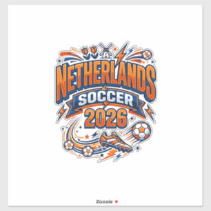 Pegatina Fútbol Holanda 2026 Fútbol Negrita País Tipogr