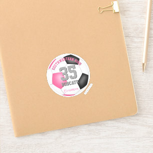 Pegatina fútbol personalizado rosa chica
