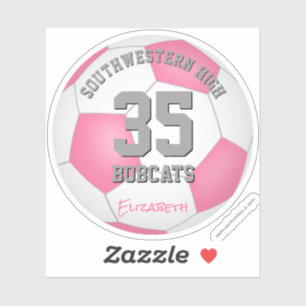 Pegatina fútbol personalizado rosa de chica