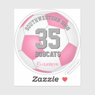 Pegatina fútbol personalizado rosa de chica