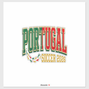 Pegatina Fútbol Portugal 2026 Fútbol Negrita País Tipografí