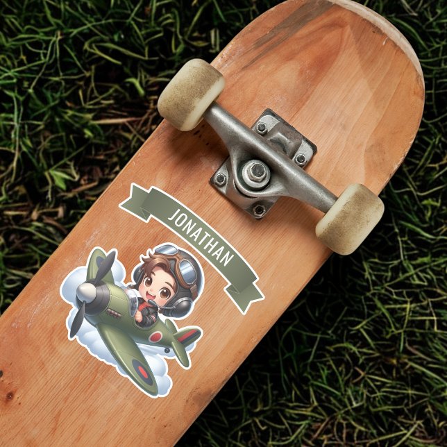 Pegatina Future Pilot Boy Vintage Airplane Personalized (Subido por el creador)