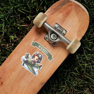 Pegatina Futuro Niño Piloto Avión Antiguo Personalizado