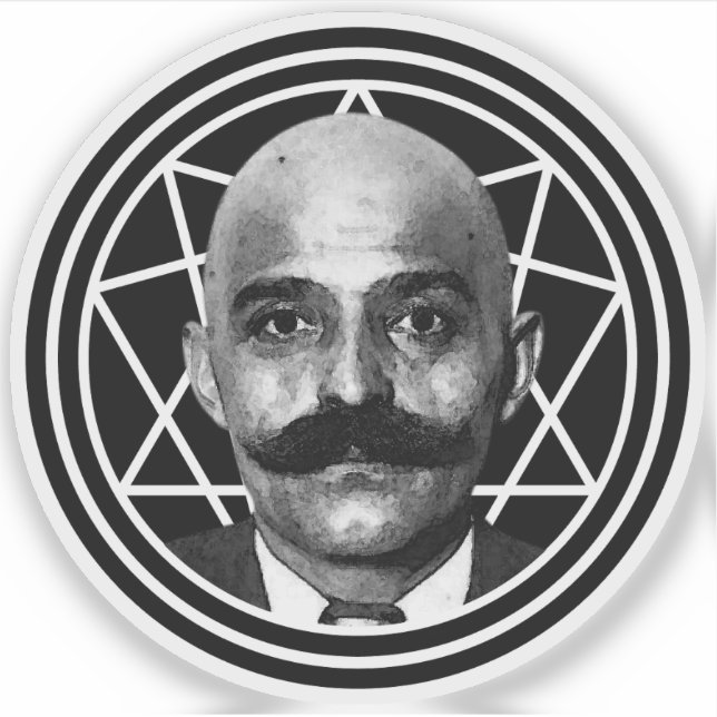 Pegatina G.I. Gurdjieff El Magus (blanco) (Anverso)