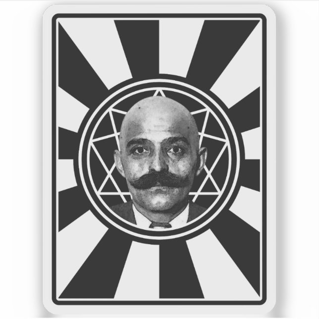 Pegatina G.I. Gurdjieff The Magus - v2 (blanco) (Anverso)