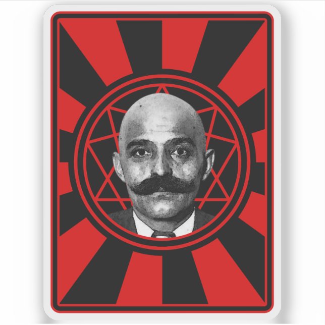 Pegatina G.I. Gurdjieff The Magus - v2 (rojo) (Anverso)