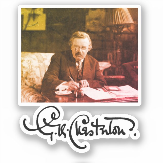 Pegatina G. K. Chesterton en el trabajo (Anverso)