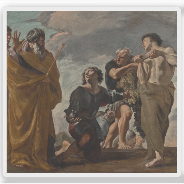 Pegatina G. Lanfranco: Moisés y los mensajeros de Canaán (Anverso)