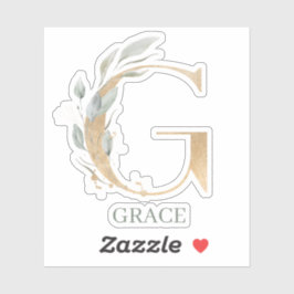 Pegatina G Monograma Floral Personalizado
