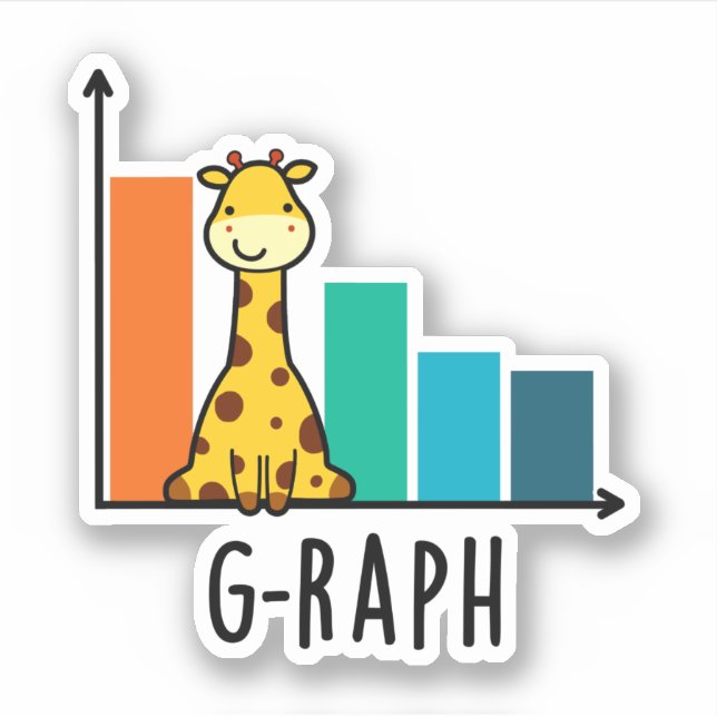 Pegatina G-raph Funny Giraffe Graph Pun (Anverso)