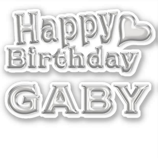 Pegatina Gaby Happy Birthday silver Aufkleber Sticker (Anverso)