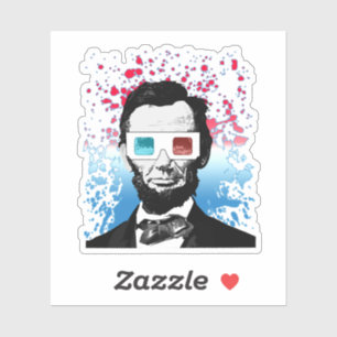 Pegatina Gafas 3D de Abraham Lincoln Rojo Blanco Azul