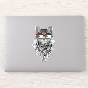 Pegatina Gafas de bandera de Palestina de gato lindo bufand
