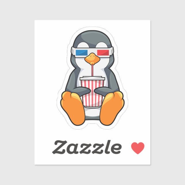 Pegatina Gafas de cine pingüino Taza de bebida (Hoja)