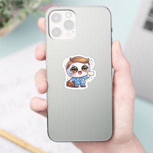 Pegatina Gafas de médico kawaii lindas traje maletín 