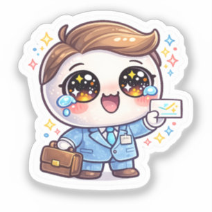Pegatina Gafas de médico kawaii lindas traje maletín 