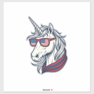 Pegatina Gafas de sol con bandera de unicornio patriótico V