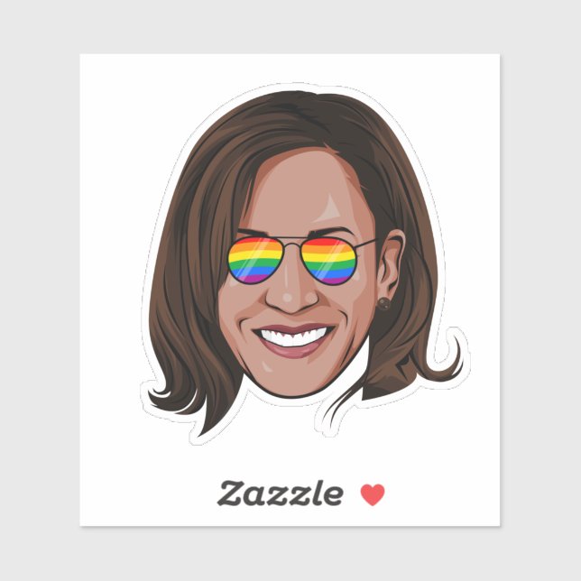 Pegatina Gafas de sol de arcoiris Kamala Harris (Hoja)