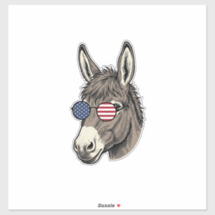 Pegatina Gafas de sol de burro patriótico Diseño de camiset