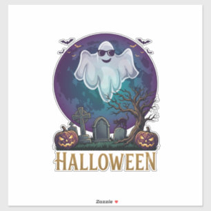 Pegatina Gafas de sol de fantasma de Halloween Luna púrpura