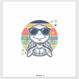 Pegatina Gafas de sol de tortuga tropical vintage Camiseta 