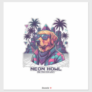 Pegatina Gafas de sol para perros Neon Howl Retro K9 Unit P