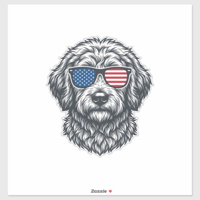 Pegatina Gafas de sol patrióticas para perro vintage (Hoja)