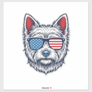 Pegatina Gafas de sol patrióticas para perros Westie Arte v