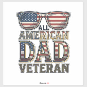 Pegatina Gafas de sol patrióticas para veteranos de papá am