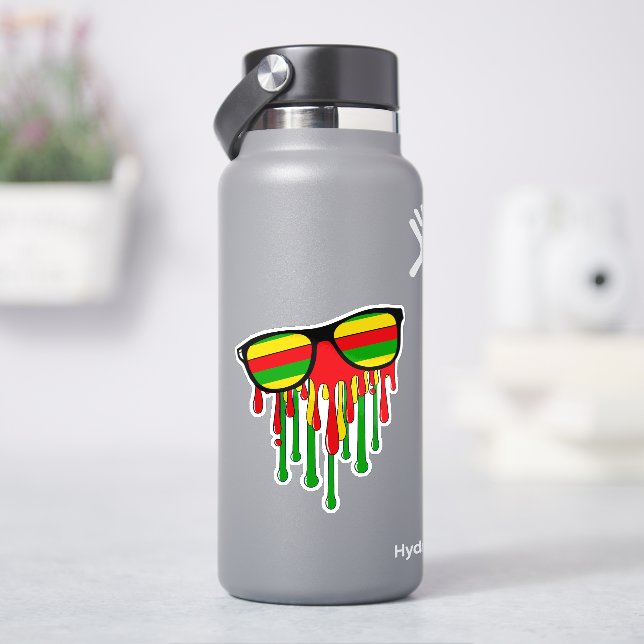 Pegatina Gafas de sol Rasta derritiéndose en el sol (hidrofrasco)