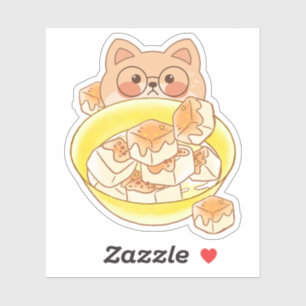 Pegatina Gafas Shiba Piou: Desafío del Tazón de Tofu Kawaii