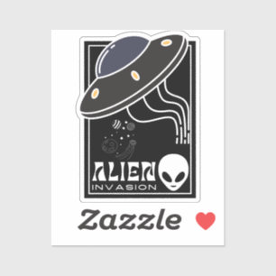Pegatina Galaxia espacial Alien Invasion UFO