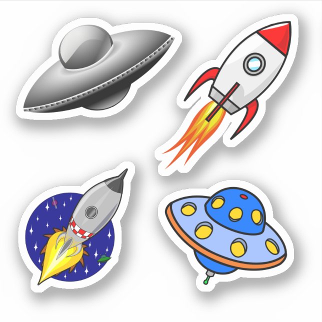 Pegatina Galaxy Rocket Ships Spaceships Scrap Book (Anverso)