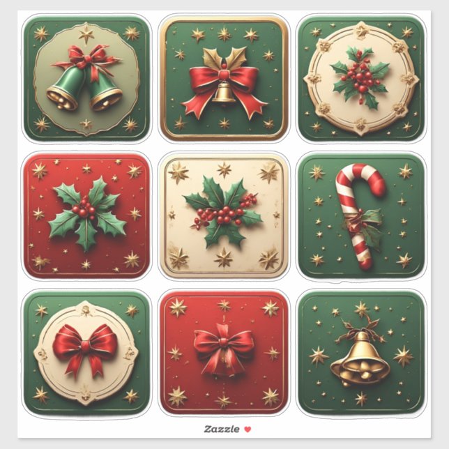 Pegatina Galletas de Navidad bellamente diseñadas (Hoja)